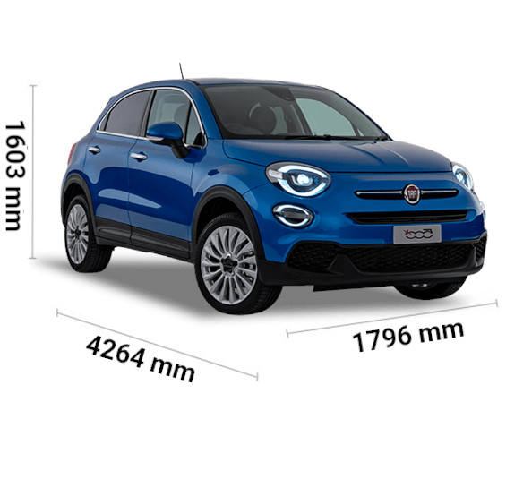 Fiat 500X rozmery - dĺžka, šírka, výška. Exteriér vozidla Fiat 500x. Nové vozidlo fiat 500x predaj.