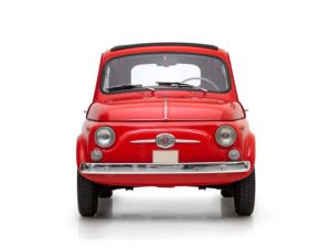 Predok auta Fiat 500 Nuova červená farba, s plátenou strechou, nový D model verzia Family (Giardiniera) - 17 konských síl