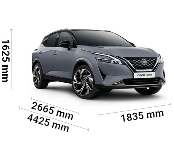 Rozmery Nissan Qashqai 2022, 2023 - výška, šírka, dĺžka, rázvor kolies, nové rodinné auto