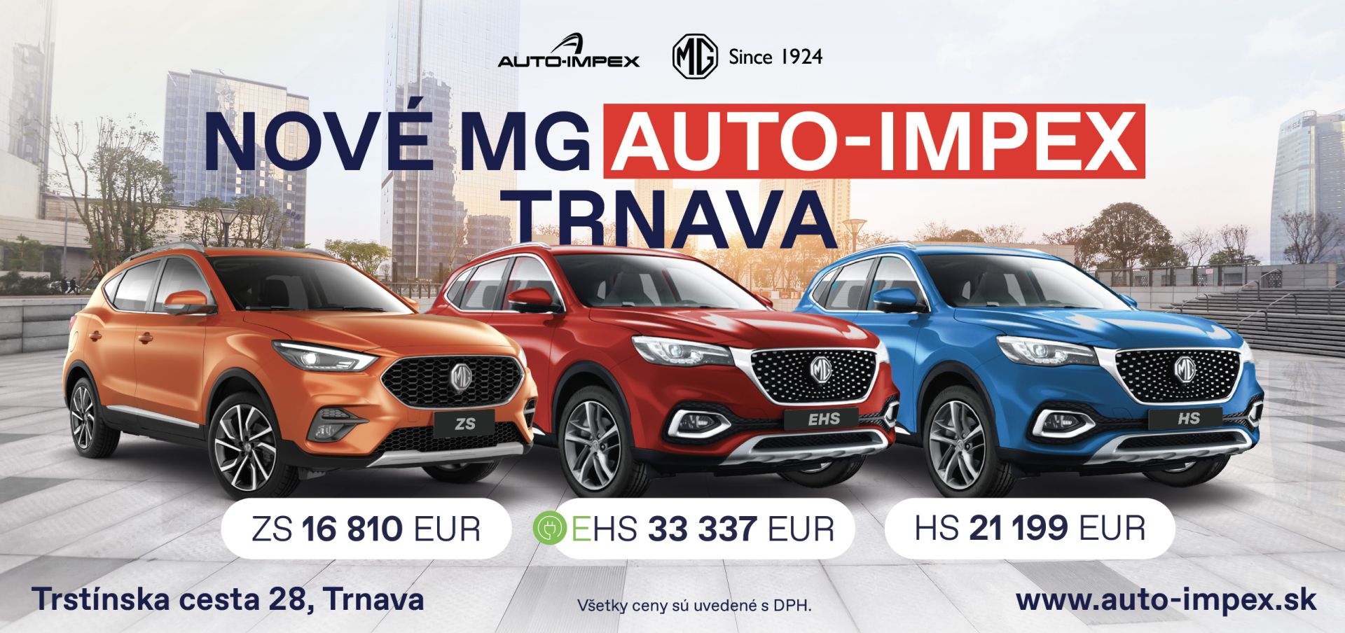 Nové vozidlá MG v Trnave Auto-impex. Britská značka auta MG. Vozidlá MG: HS, ZS a EHS na predaj. Autá MG Trnava predaj