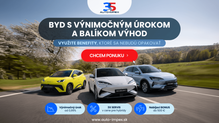 BYD akcia ALL IN: Vozidlá BYD s úrokom od 2,99 %, bonusom až 500 € a balíkom výhod