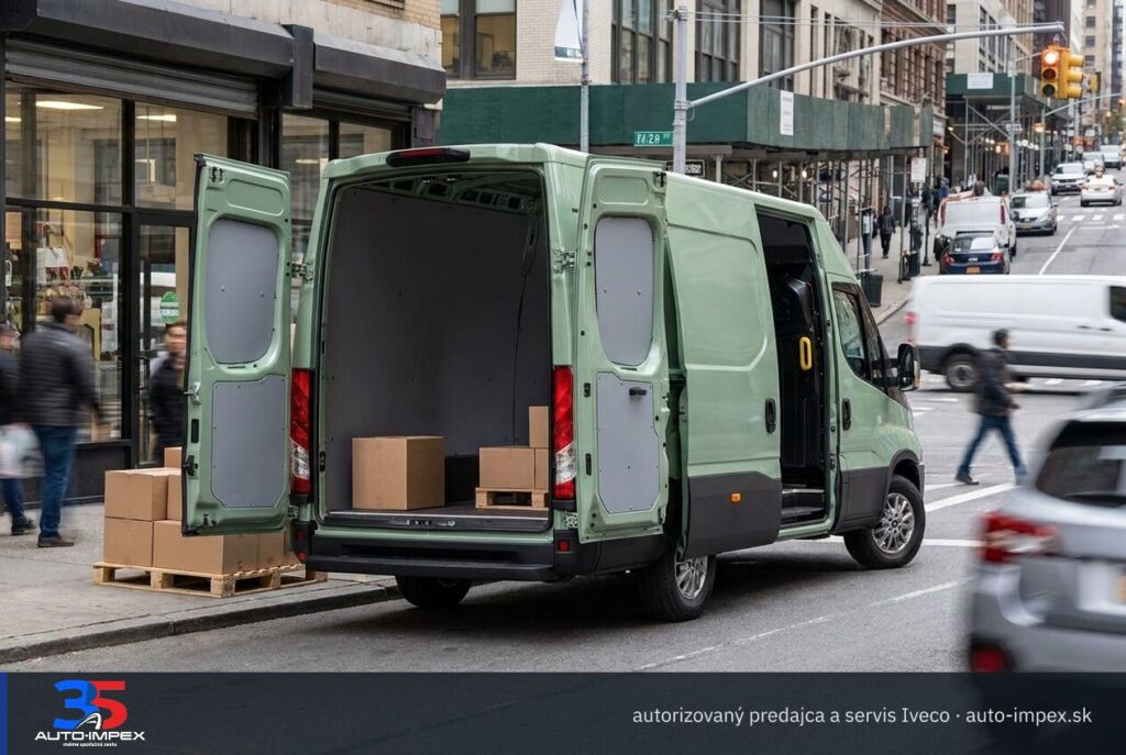 Iveco Iveco Daily: na mestskej ulici pri zásobovaní obchodu (ilustračná fotografia)